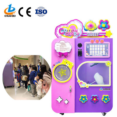 New Style Full Automatic Commercial Cotton Candy fairy Floss Vending Making Machine With Coin Bill Credit Card Acceptor