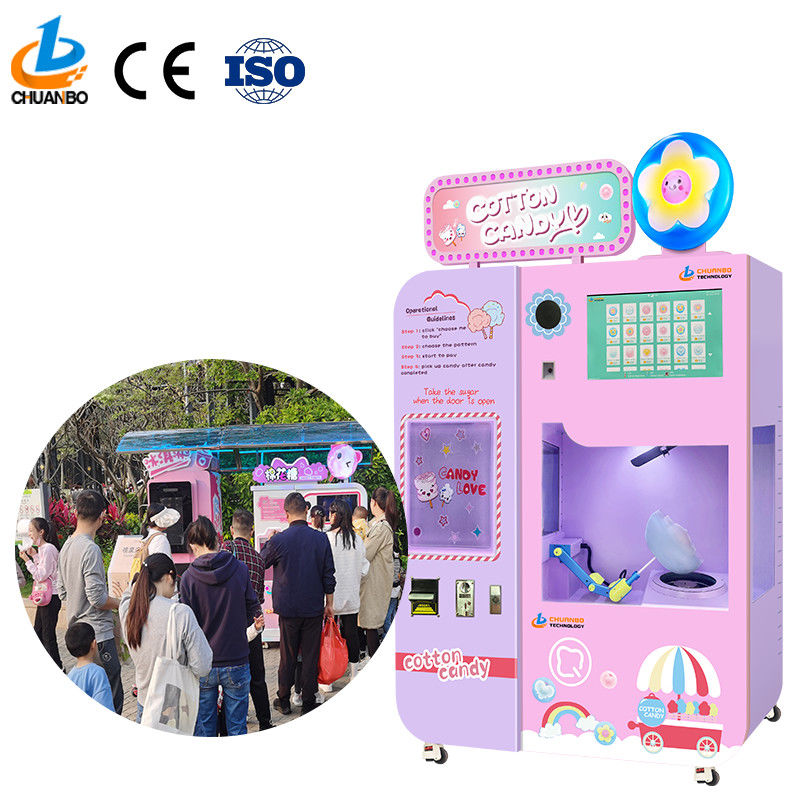 Hot Sale Latest Guangzhou Factory Candy Floss Vending Automatic Machine Fully Cotton Candy Vending Machine for Small Businesses