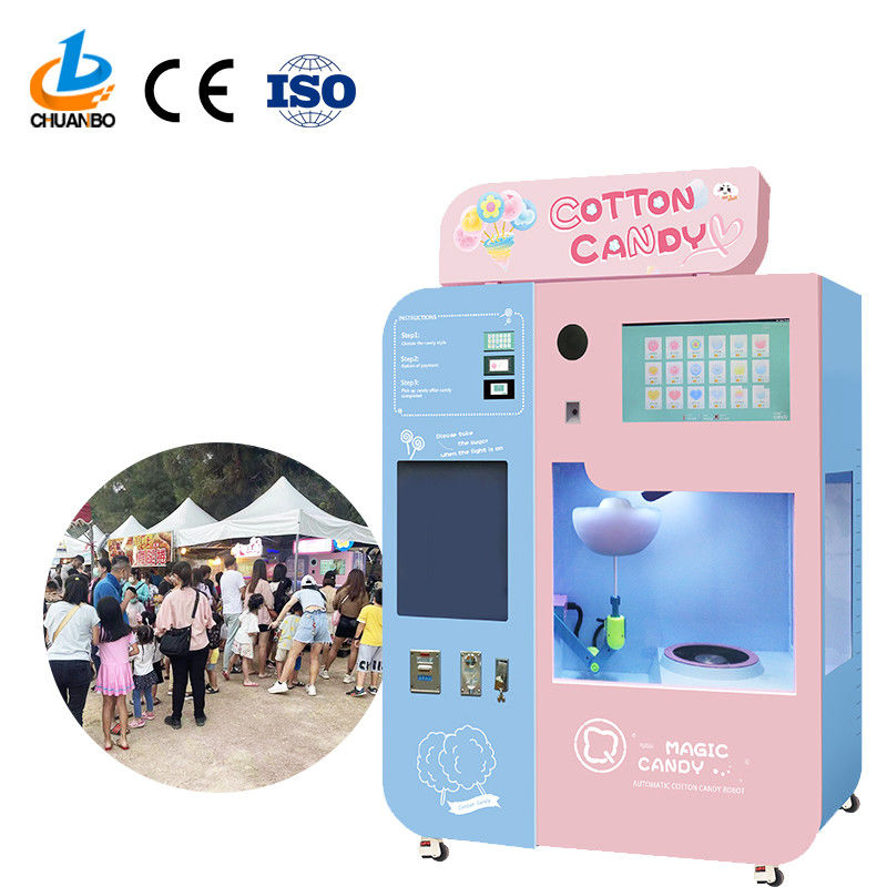 Manufacture Automatic Commercial Cotton Candy fairy Floss Vending Making Machine With Coin Bill Credit Card Acceptor